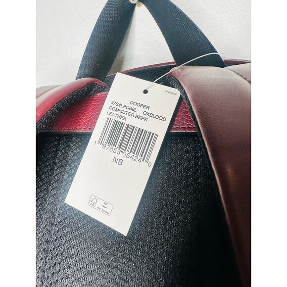 NWT MICHAEL KORS Oxblood Maroon Pebble Leather Commuter Backpack - Picture 8 of 9